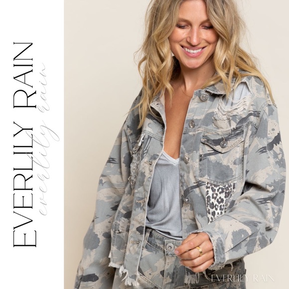 POL Camo and Leopard Print Distressed Jacket - Picture 3 of 13